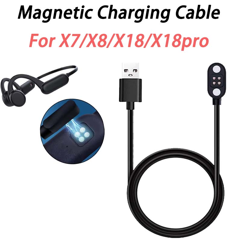 Magnetic Charging Cable - หูฟังแบบนำเสียงผ่านกระดูกพร้อมสายชาร์จแม่เหล็กสำหรับ X7/X8/X18/X18pro ชุดหูฟังสำหรับว่ายน้ำ - ฟังแบบแฮนด์ฟรีกันน้ำได้