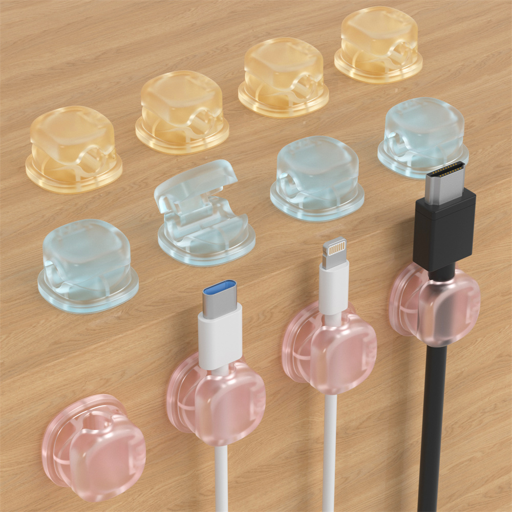Magnetic Charging Cable - ที่เก็บสายแม่เหล็กโปร่งใส 3 สี, ที่เก็บสายข้อมูล, ที่เก็บสายชาร์จโทรศัพท์บนโต๊ะ, คลิปหนีบสายชาร์จ,