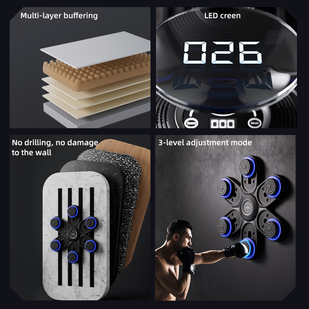 Led Gloves Music - เครื่องชกมวย 2026 รุ่นใหม่ สมาร์ท มีเพลงในตัว ติดผนัง