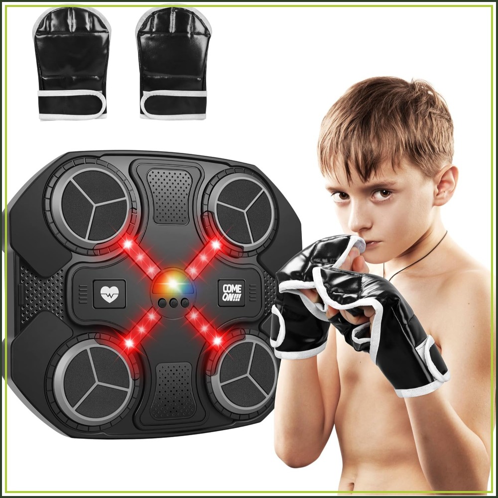 Led Gloves Music - เครื่องชกมวยอัจฉริยะพร้อมบลูทูธ, ของเล่นเป้าชกติดผนังสำหรับเด็กและผู้ใหญ่, แผ่นฝึกซ้อมมีไฟ LED พร้อมถุงมือ, ของขวัญแสนสนุกสำหรับเด็กชายและเด็กหญิงอายุ