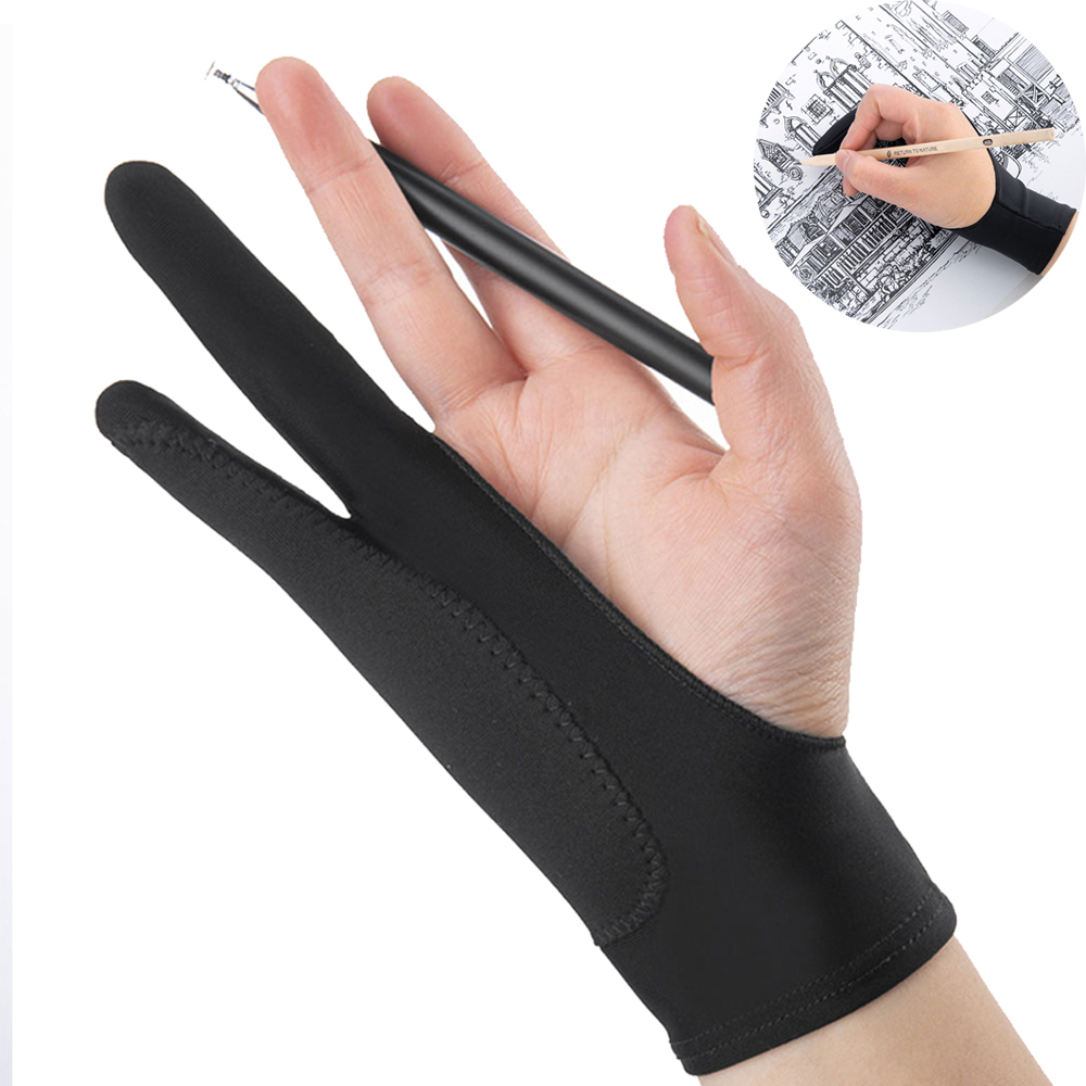 Digital Drawing Tablet - ถุงมือวาดภาพสองนิ้ว 1 ชิ้น อุปกรณ์ศิลปะสำหรับวาดภาพสีน้ำมัน ป้องกันการสัมผัสหน้าจอแท็บเล็ตดิจิทัล ป้องกันคราบสกปรก