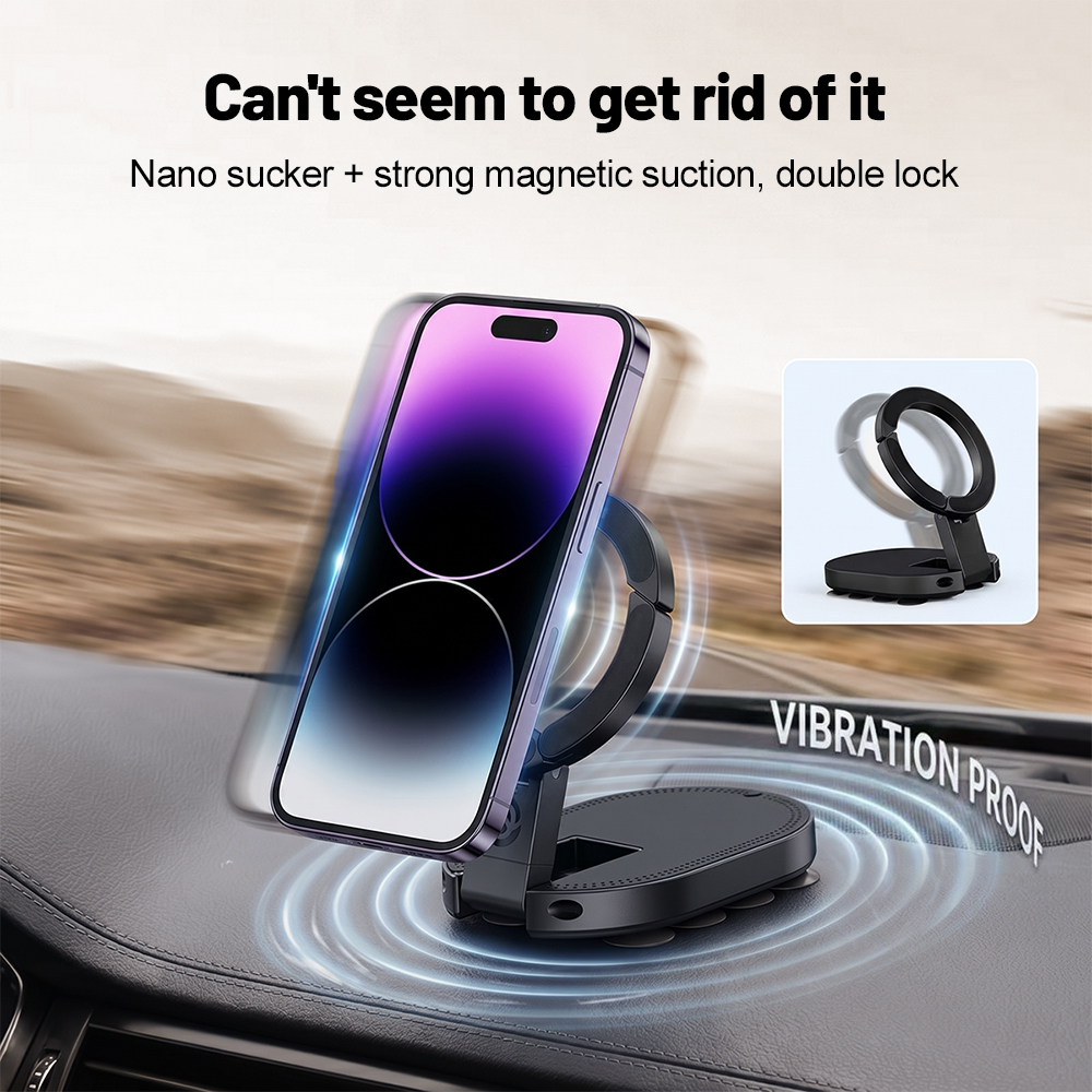 Magnetic Charging Cable - 360 ° ที่วางโทรศัพท์แม่เหล็กแบบหมุนได้ 3-in-1 พร้อมถ้วยดูด ปรับมุมได้หลายทิศทาง