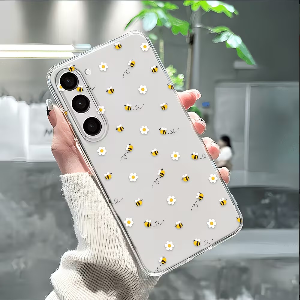 Samsung Galaxy A55 - เคสโทรศัพท์ลายดอกเดซี่ผึ้งน่ารัก TPU ใส สำหรับ Samsung Galaxy
