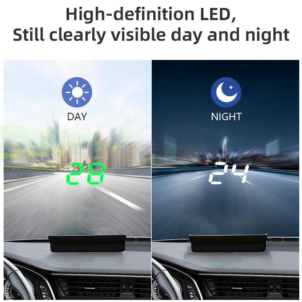 Electronics Gadgets For Car - จอแสดงผลบนกระจกรถยนต์ GPS วัดความเร็วแบบดิจิตอล HUD แสดงความเร็วเป็นกิโลเมตรต่อชั่วโมง สำหรับรถยนต์ทุกประเภท