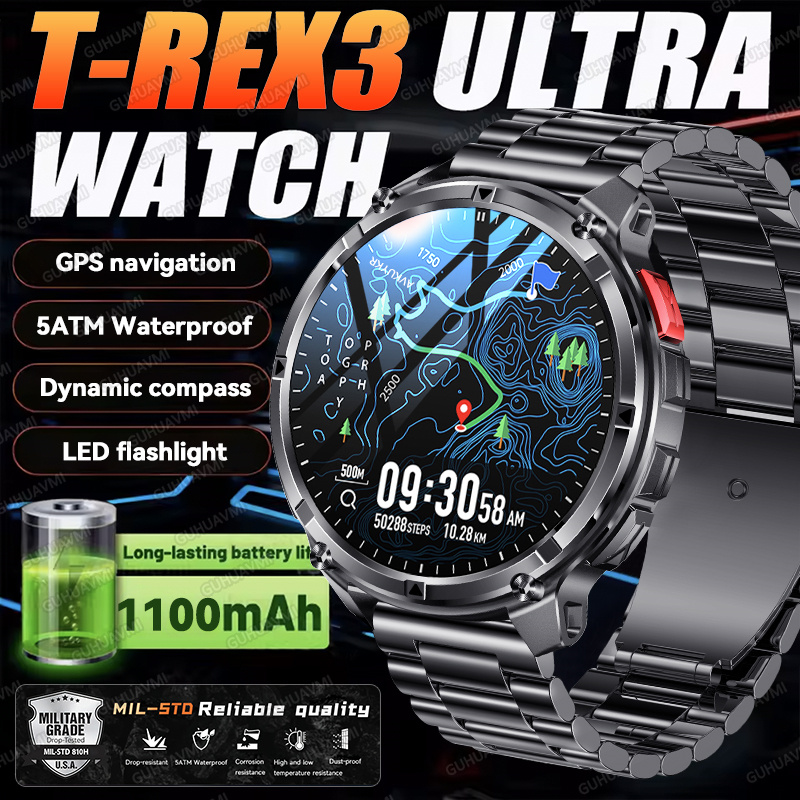 Electronics Quiz - 2026 นาฬิกาอัจฉริยะรุ่นใหม่ T-Rex3 Ultra 1100Mah ระดับทหาร